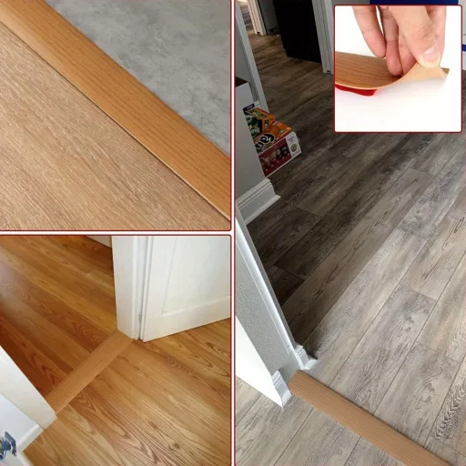 5,1 cm széles öntapadós padlóösszekötő elválasztó csík laminált és vinyl padlóhoz, faerezet mintával Barna faerezet