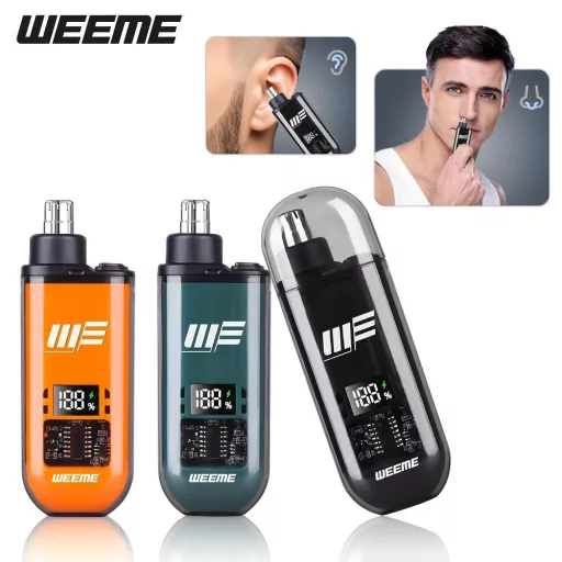WEEME férfi USB-ről működő fül- és orrszőrnyíró LCD kijelzővel, újratölthető akkumulátorral Fekete