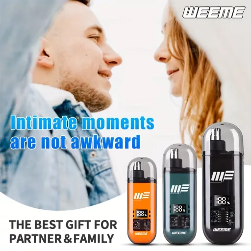 WEEME férfi USB-ről működő fül- és orrszőrnyíró LCD kijelzővel, újratölthető akkumulátorral Fekete