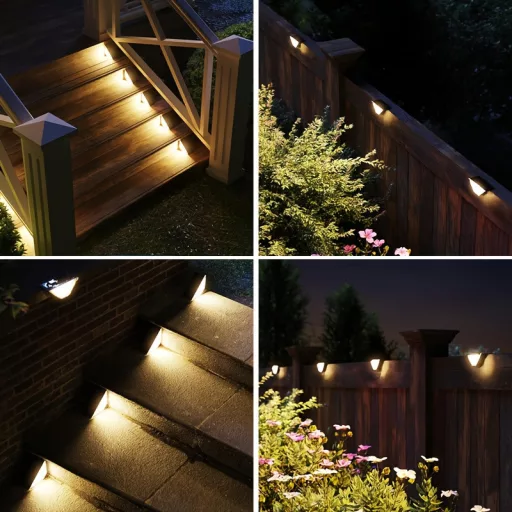 6 db 24 LED-es napelemes lépcsőlámpa Meleg fény