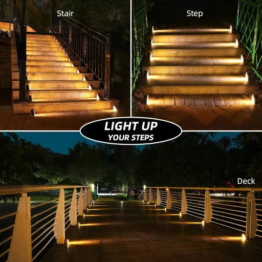 6 db 24 LED-es napelemes lépcsőlámpa Meleg fény