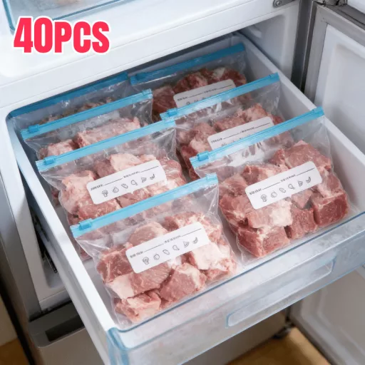 40 db újrahasználható húzózsinóros hűtőszekrény tároló frissességmegőrző zacskók, 20S+10M+10L 20S+10M+10L, 40 db