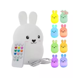   Gyerekéjszakai lámpa vezérlésével, érintésérzékeny, RGB színváltóval, távirányítóval - nyuszi