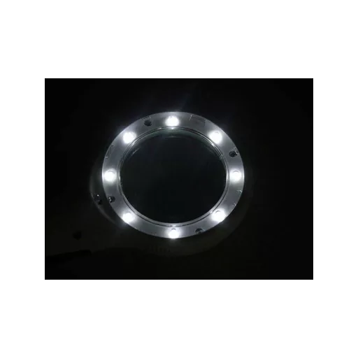 Olvasószemüveg 4x nagyítású, 8 LED-es UV fényűzővel