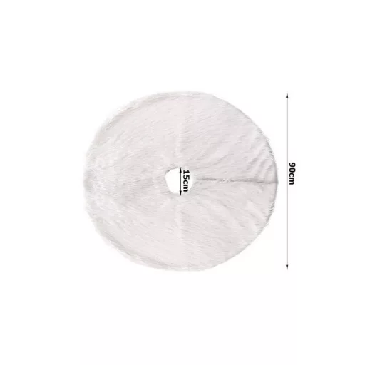 Karácsonyfa szőrös fehér szőnyeg 90 cm kör alakú