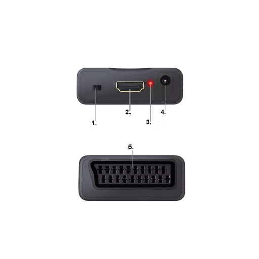 Scart to HDMI  AV Euro Full HD Átalakító - Converter Adapter - 1080p Átvitel - Kompatibilis TV-vel és Monitorral