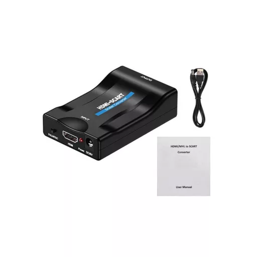 Scart to HDMI  AV Euro Full HD Átalakító - Converter Adapter - 1080p Átvitel - Kompatibilis TV-vel és Monitorral