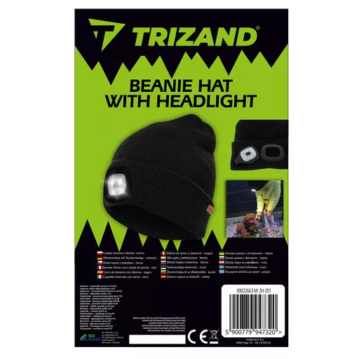 Téli sapka zseblámpával - fekete Trizand 22663