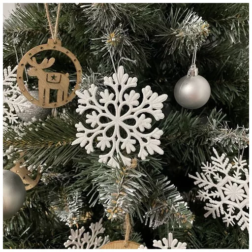 Karácsonyi gömbdíszek - hópelyhek, 12 darab, Ruhhy 22516