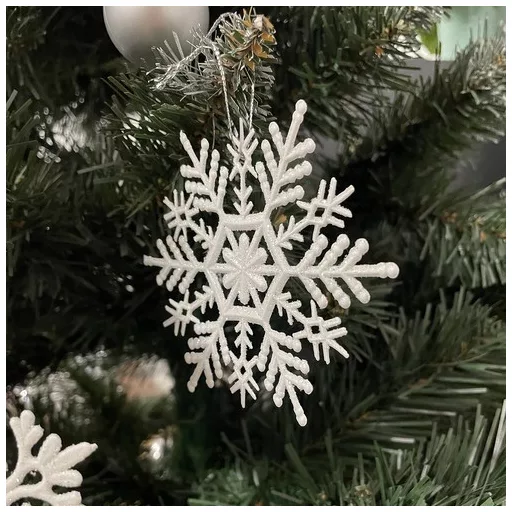 Karácsonyi gömbdíszek - hópelyhek, 12 darab, Ruhhy 22516