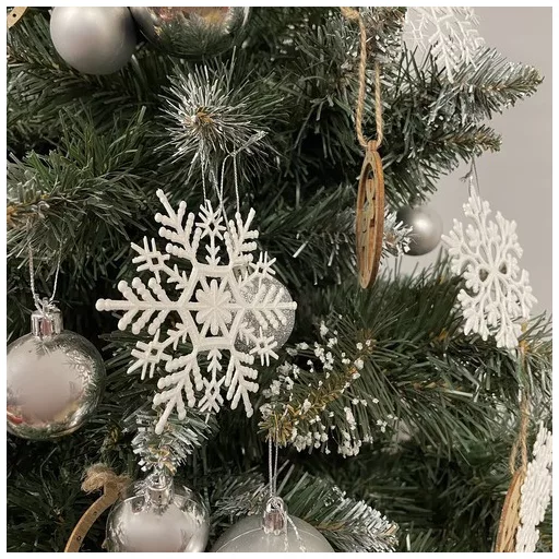 Karácsonyi gömbdíszek - hópelyhek, 12 darab, Ruhhy 22516