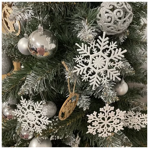 Karácsonyi gömbdíszek - hópelyhek, 12 darab, Ruhhy 22516