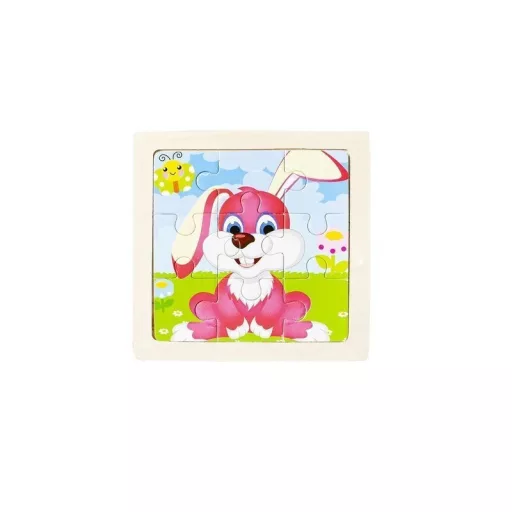 Állatos, 9 darabos fa puzzle gyerekeknek (4db)
