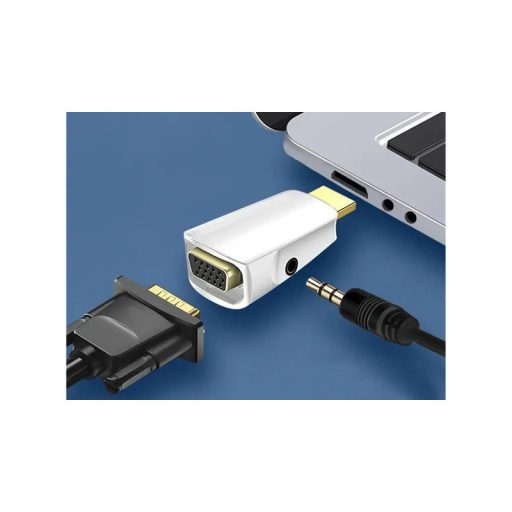 HDMI-VGA átalakító adapter hanggal és mini jack csatlakozóval